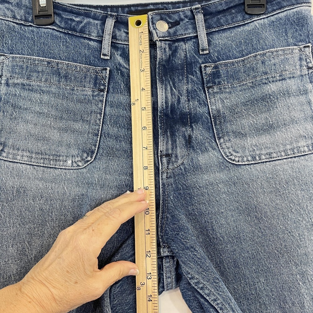 Free Assembly Jeans Womens 10 Blue Super High Rise Wide Leg Front Patch Pockets - Picture 6 of 16